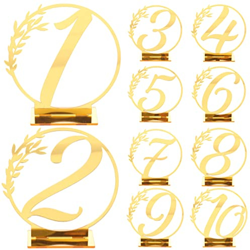UPKOCH 10st Tisch Nummernschild 1-10 Tischnummern Tischplatznummern Tischnummern 1-20 Tischnummer Gold Hochzeitsnummernschilder Hohle Tischnummern Bankett Acryl Das Schild Holzkarte
