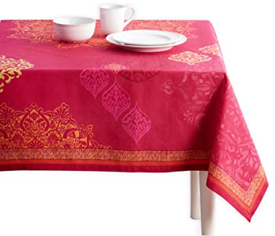 Maison d' Hermine Tischdecke, 100% Baumwolle 160cm x 220cm waschbare, quadratische Tischdecke, dekorative Tischdecke für Muttertagsgeschenke, Buffetpartys und Camping, Versailles – Frühling/Sommer