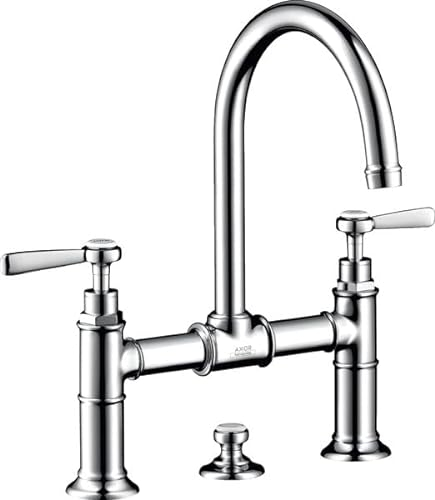 hansgrohe AXOR Montreux 2-Griff-Waschtischarmatur 220, Zugstangen-Ablaufgarnitur, Hebelgriffe, Ausladung 175mm, Farbe: Polished Gold Optic