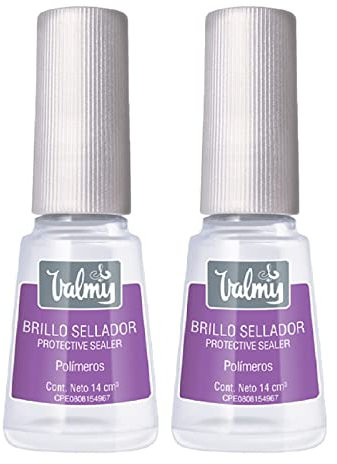 VALMY Pack 2 Unidades de Tratamiento Top Coat Brillo Sellador, para Prolongar la Duración de la Manicura y Pedicura, Ideal para Uñas Frágiles (14 ml Cada Unidad)