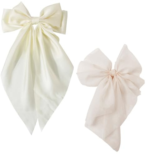 Trsnzul Pince à Cheveux à Nœud 2 Pièces Noeud à Cheveux Barrettes à Cheveux en Ruban à Nœud Épingle à Cheveux Noeud Pince à Cheveux à Gros Nœud Papillon avec Noeud de Ruban Français