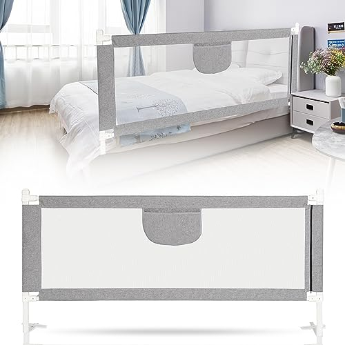 Jopassy Bettgitter 150cm Bettschutzgitter für Kinder,Rausfallschutz Bett für Kinder,Kinderbettgitter Babybettgitter stabile Bauweise,luftiges Babybettgitter für Kleinkinder Grau