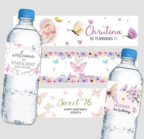 100 etiquetas personalizadas para botellas de agua, etiquetas personalizadas para botellas de agua, para botellas de agua, para despedida de soltera, fiesta de cumpleaños, boda, baby shower, niñas,