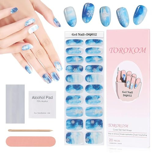 EBANKU Gel Semicurado Pegatinas Navidad,Árbol Navidad y copo nieve,Tiras Gel Con Lima UñAs,Pegatinas DecoracióN Larga DuracióN, Semi-Curado Gel Nail Art Stickers Decoración (SD12)