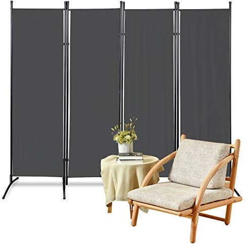 Daromigo paravent faltbar 200 * 170cm, sichtschutz Balkon trennwand4 Teilig, spanische Wand stellwände ohne Bohren Anthrazit