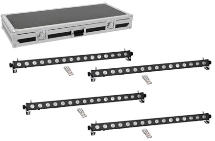 EUROLITE Set 4x LED PIX-16 QCL Leiste + Case | Spezialprodukt - Beleuchtung für Show-Effekte