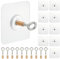 OLYCRAFT 10 Pcs Command Ceiling Hooks Square No Hole Adhesive Ceiling Hooks Self Adhesive Eye Hooks Wall Hooks Hangers Heavy Duty Sticky Hooks for Hanging Coat Towel and Kitchen Bathroom Products