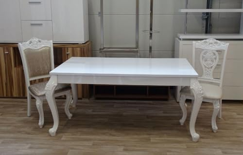 Esstisch/Küchentisch weiß Hochglanz Maße B/H/T: 160 x 75 x 90 cm (Kratzfest)