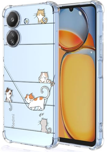 XINYEXIN Handyhülle für Xiaomi Redmi 13C / Xiaomi Poco C65 Hülle Süße Katze Cartoon Muster Design Mode Ultra Dünn Transparent Schutzhülle Stoßfest TPU Bumper Clear Case - Kitten