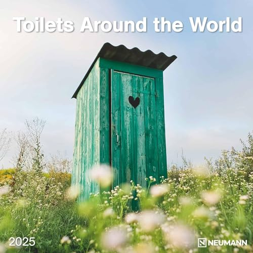 N NEUMANNVERLAGE - Toilets Around the World 2025 Broschürenkalender, 30x30cm, Wandkalender mit künstlerischen Abbildungen, Mondphasen, viel Platz für Notizen und internationale Feiertage/Kalendarium
