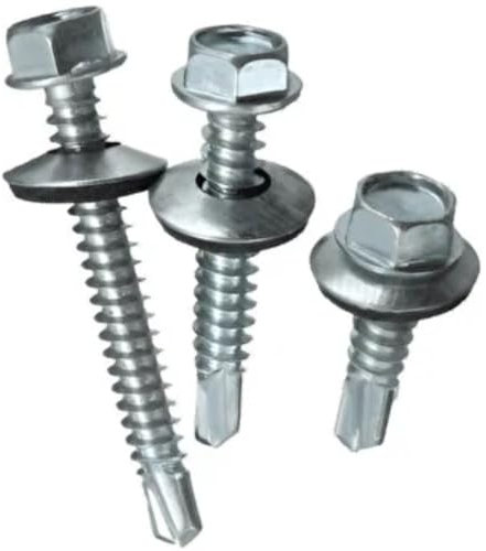 Vidascom 50 Stück/100 Stück 6,3x25mm bis 6,3x60mm Selbsbohrende Trapez Dachschrauben Blechschrauben Blechgewinde Sechskantkopf (6,3x38 100 Stück)