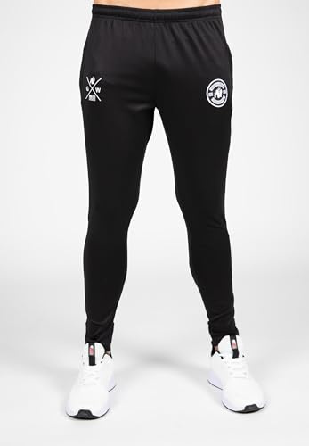 Gorilla Wear Vernon Track Pants – Schwarz Trainingshose Jogging Workout Fußball Gym Crossfit lang Karotte (DE/NL/SE/PL, Alphanumerisch, S, Regular, Regular, Schwarz)