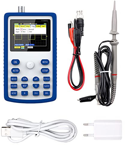 Holdes Osciloscopio digital, osciloscopio USB | Generador de señales multímetro portátil LCD | Convertidor de frecuencia, Prueba de voltaje/corriente, Ancho de banda 110 MHz, frecuencia de muestreo
