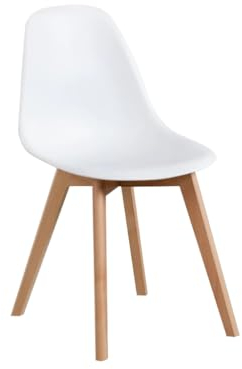 Nordicohome Sillas de Comedor Estilo Nórdico - Juego de Sillas Modernas de Madera para Comedor y Cocina - Colores Blanco y Negro -