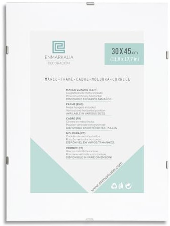 ENMARKALIA DECORACION Marco Clip 30x45 cm - cristal acrílico ultra resistente - soporte para fotos y laminas sin marco - fotos, diplomas, posters, laminas