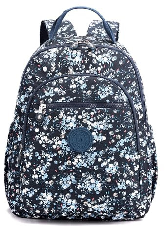 YANAIER Rucksack Damen Cityrucksack Wasserdicht Leichtgewicht Casual Daypack Tagesrucksack Mode Reisen Mädchen Schultaschen Laptop Rucksack Blaue Blume