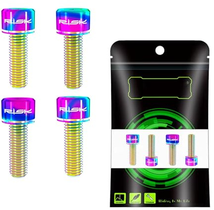YLME 4PCS Titanium Bicycle Disc Brake Fixed Bolts with Washers M6x18/20Mm - Mountain Bike Brake Caliper Screws