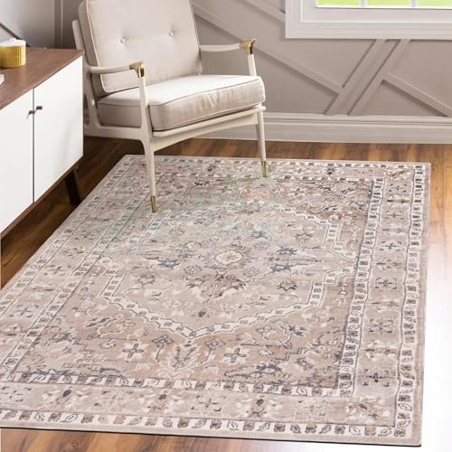 Mazovia Groß Teppich Wohnzimmer 300x400cm Creme Klassisch Orientalisch | Teppich für Schlafzimmer Esszimmer Büro Beige Weich Pflegeleicht Tierfreundlich Allergikerfreundlich Fußbodenheizungsgeeignet