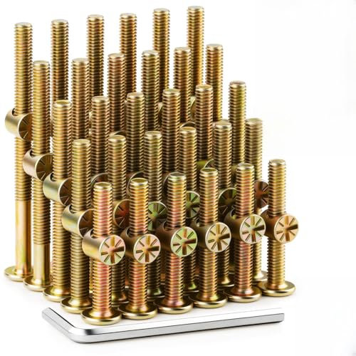 SWTYExt M6 Furniture Screws 60pcs include Bed Bolts 40/50/60/70/80 mm Barrel Nuts M6 with Hex Key Furniture Bolts Hex Socket Head Zinc Plated for Beds Cots Chairs