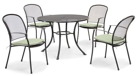 KETTLER Caredo Bistro Set - 4 Seater Table with Chairs. Garden Furniture, Outdoor Table and Chairs. Sturdy, Durable, Weather-proof for All Year Round. (Stone)