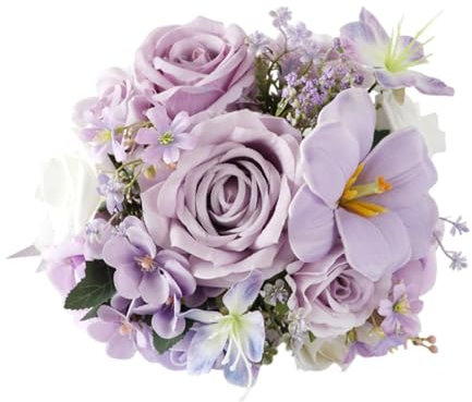 Oshhni Hochzeit Brautstrauß Butschuppen mit Mittelstücken Elegante künstliche Blumen Brautjungfernblume für Jubiläumszeremonie, Violett