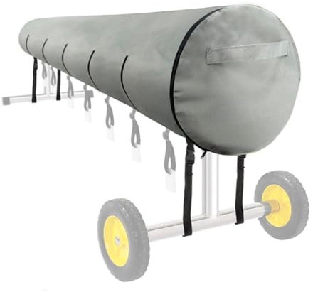 Pool Planenaufroller Abdeckung, Schwimmbad Solardecke Reel Roller, 420D Oxford Wasserdicht Sonnenschutz Staubdicht Schutzhülle Kordelzug, Für Aufrollsystem Poolabdeckungen (16FT,Gray)