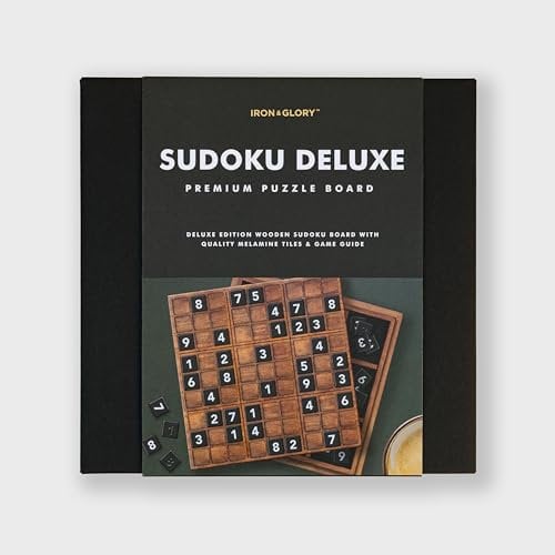 Iron & Glory Deluxe Sudoku-Puzzlespiel aus Holz – Brain Teaser 81 nummerierte Melamin-Fliesen und umfassender Leitfaden – Reise-Brettspiel für Freunde und Familie – ideales Retro-Geschenk