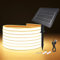 KISUFU Luces Exterior Solar 24V, Luminoso en ambos lados COB 320 Leds/m Neon Tira de Luz LED 8 Modos de Luz Luces Solares con 1200mah Panel Solar Para Jardines, Patio, Dormitorio, Decoración Party.