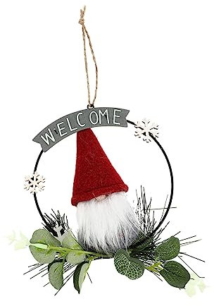 DIKACA 1 Stück Adventskranz Tür hängen Christbaum anhänger Weihnachtsbaum anhänger Weihnachtsdeko mit Santa Claus weihnachtstürdeko weihnachtlicher Wandanhänger Weihnachtsbedarf Stoff rot