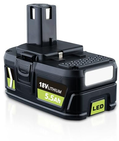 Batterie Li-ion de rechange 18 V 5,5 Ah P108 pour Ryobi 18 V compatible avec batterie Ryobi P108 P200 P2000 P201 P203 P204 P206 P2060