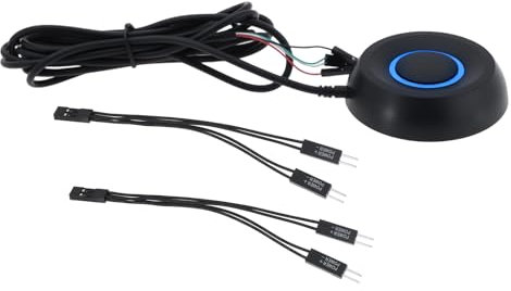 eMagTech External PC Power Switch 2m with 2Pcs Splitter Cable Compatible with All Desktop Computer Motherboards With 4-Pin Connector