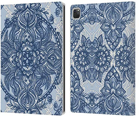 Head Case Designs Licenza Ufficiale Micklyn Le Feuvre Denim Pizzo Blu Matita Doodle Mandala 3 Custodia Portafoglio in Pelle Compatibile con Apple iPad PRO 12.9 2020/2021/2022