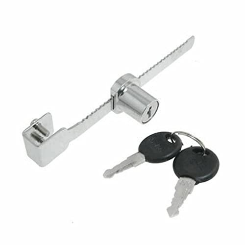 Serrure coulissante de remplacement for vitrine en verre argentée + 2 clés, 1 jeu