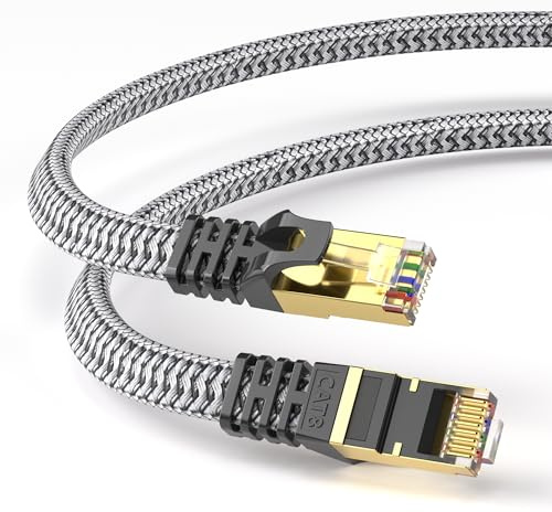 YesTXR Netzwerkkabel 5M, CAT 8 40Gbps LAN Kabel High Speed Ethernet Kabel 2000MHz S/FTP RJ45 Gigabit Nylon Patch Cord für PS5/4, Modems, TVs, Switches, Laptops, Router, etc., kompatibel mit Cat 6/7