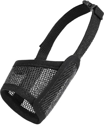 Verstellbare Hundemuzzle aus weichem atmungsaktivem Material – Antibell Anti-Beiß-Maske für kleine und mittelgroße Hunde wie Jack Russell Terrier, Corgi und Shiba Inu (16-20 cm, Schwarz)