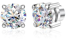 SLLAISS Moissanit Magnet Ohrringe Chirurgenstahl 316L Edelstahl | Medizinische Ohrstecker Fake Piercing Ohrstecker Magnetische Ohrringe für Männer Damen Tragus Piercing Ohr Stecker, 5/6mm