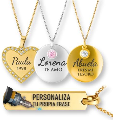 Lidia Pasalodos Collar Personalizado Mujer - Collar Nombre Personalizado - Collares Personalizados - Colgante Nombre - Regalos Personalizados - Regalos Cumpleaños-San Valentin-Dia de la Madre