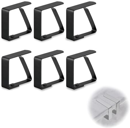 Cloxtralon Pince Nappe Table 6 pièces en Acier Inoxydable 7 cm - Pinces pour Nappe de Table Robustes et élégantes pour Table à Manger, Pique-Nique, fête, Mariage et événements spéciaux (Noir)