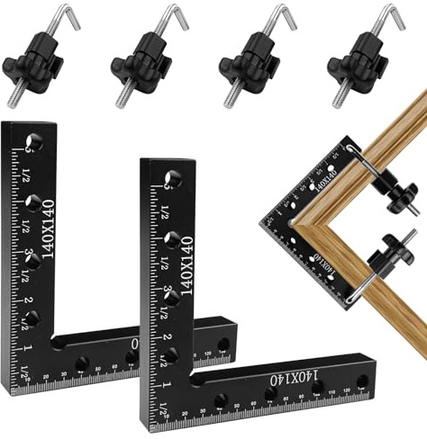 Comzantor 2 Pièces Serre Joint Angle À 90 Degrés, 14 X 14 cm, Noir | Bloc De Positionnement Menuiserie, Angle de Positionnement À 90 Degrés,Pince de Fixation À Angle Droit en Alliage D'Aluminium