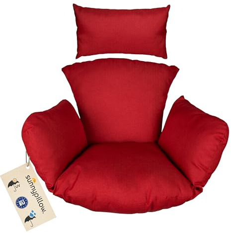 sunnypillow Hängesessel Kissen, Auflage für Rattan & Polyrattan, Rot