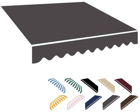 HOUKOIKBUG Telo Di Ricambio Per Tenda Da Sole Retrattile Tessuto Di Ricambio Impermeabile Antistrappo Tende Da Sole A Bracci Estensibili Per Balcone Esterno Patio(Dark gray,5.5x3.0m/18x10ft)