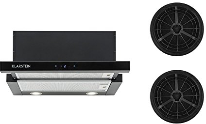 Klarstein Vinea Campana extractora de bajo mueble - 60 cm ancho, Extraíble, 610 m³/h máx. extracción, Filtro grasa, 2 x Filtro carbón activo, Clase A, Negro