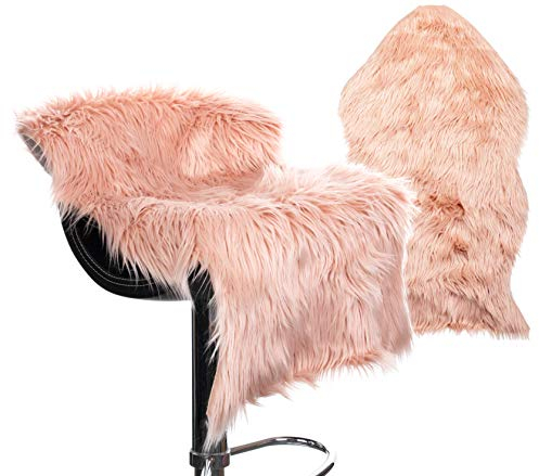 Brandsseller Kunstfell Teppich Läufer Bettvorleger Auflage - Lammfelloptik und Supersoft (60 x 90 cm, Altrosa)