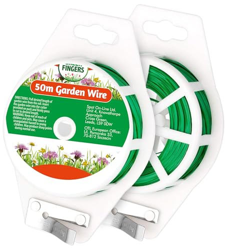 2pk 50m Garden Wire with Dispenser & Cutter, Heavy Duty Plant Ties for Climbing Plants, Shrubs, Trees & House Plants, Built-In Cutter for Quick & Easy Use, Ideal for Supporting & Training Vines