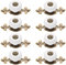 LATRAT Set of 8 Metal Knobs Cupboard Knobs Metal Knobs Ceramic Door Knobs Antique Design White & Old Gold