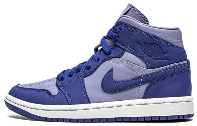 NIKE Wmns Air Jordan 1 Mid, Scarpe da pallacanestro Donna, Ferro Viola Blu Reale Profondo, 35.5 EU