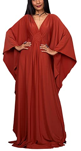 YOUKD Robe Longue Caftan Longue Couleur Unie pour Femme Grande Taille Maillot de Bain Plage Couverture
