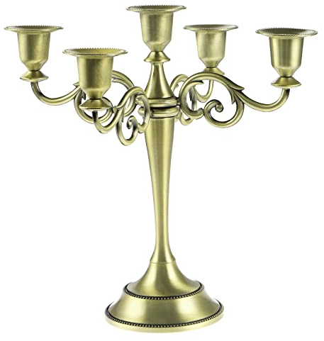 Coptiner Kerzenhalter 5 Arme Metall Kerzenständer für Spitzkerzen, Vintage Kandelaber Dekorativer Kerzenhalter für Hochzeit Kerzenlicht Dinner Party Tischplatten Heimdekoration