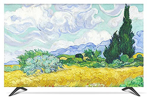 TV Cover Cover Sun Protection Computer Monitor Protector for Wall Hanging Desktop Curved Type Screen Soft Fabric Craft Tv cover (Color : H, Specification : 80 inch)