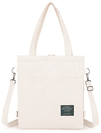 Ruyosn Stoffbeutel Damen Canvas Tasche Shopper 3 in 1 Handtasche Damen Shopper Schultertasche mit Reißverschluss Tragetasche Umhängetasche Einkaufstasche aesthetic Beige